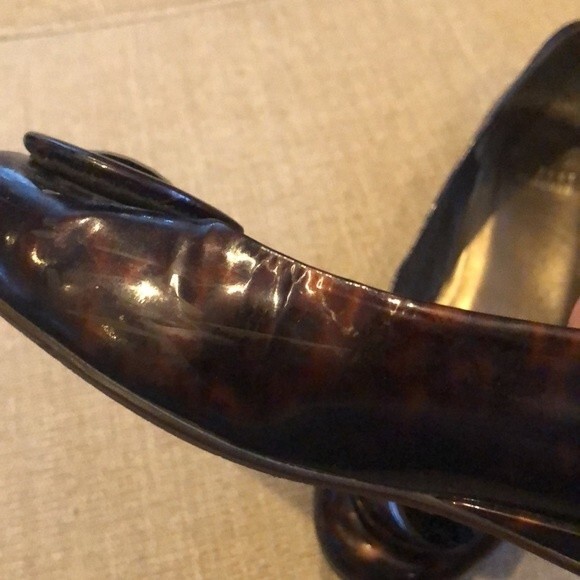 Stuart Weitzman Tortoise Shell Leather Wedge Flats 8M - Picture 6 of 9